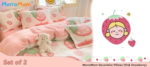 Pink Kawaii Strawberry Plush Pillowcase Set