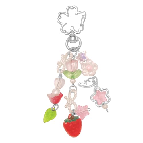 Kawaii Strawberry Bear Guitar Keychain Charm