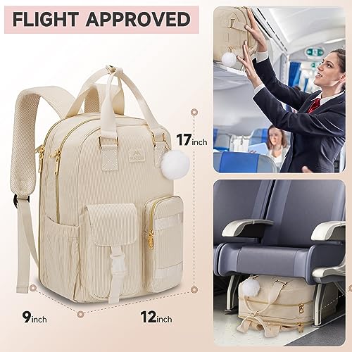 Kawaii Corduroy Backpack with USB Charging Port