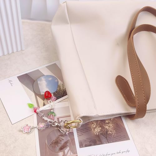 Kawaii Strawberry Bear Guitar Keychain Charm