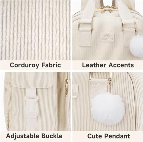 Kawaii Corduroy Backpack with USB Charging Port