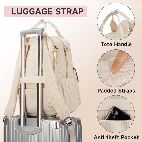 Kawaii Corduroy Backpack with USB Charging Port