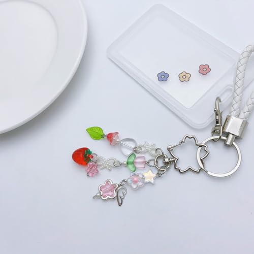Kawaii Strawberry Bear Guitar Keychain Charm