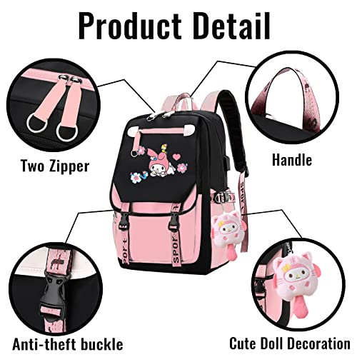 Kawaii Plush Pendant Backpack for Students