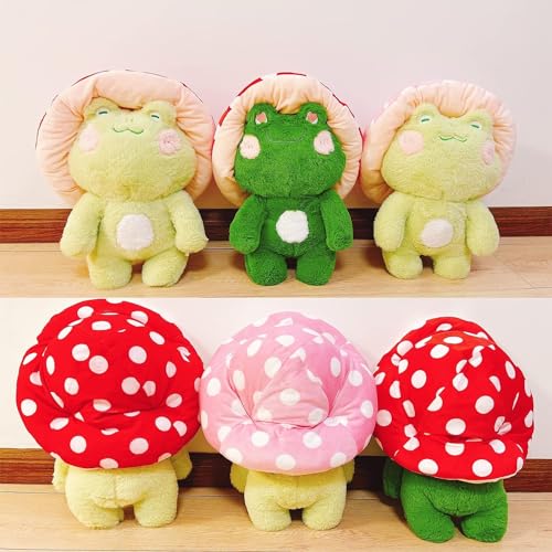 Cute 10" Kawaii Frog Plush with Mushroom Hat