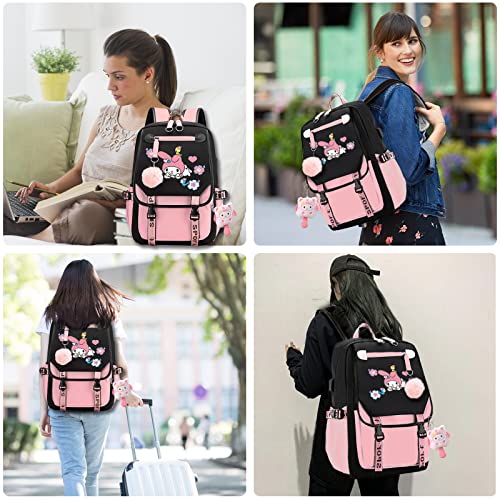Kawaii Plush Pendant Backpack for Students