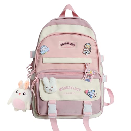 Kawaii Girl Plush Doll Pendant Backpack (Pink)