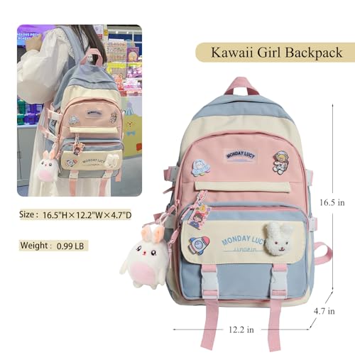 Kawaii Girl Plush Doll Pendant Backpack (Pink)