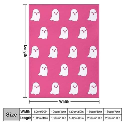 Kawaii Pink Ghost Reversible Plush Throw Blanket