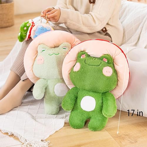 Cute 10" Kawaii Frog Plush with Mushroom Hat