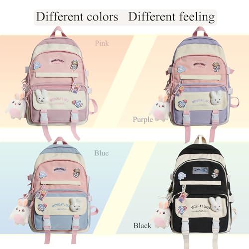 Kawaii Girl Plush Doll Pendant Backpack (Pink)