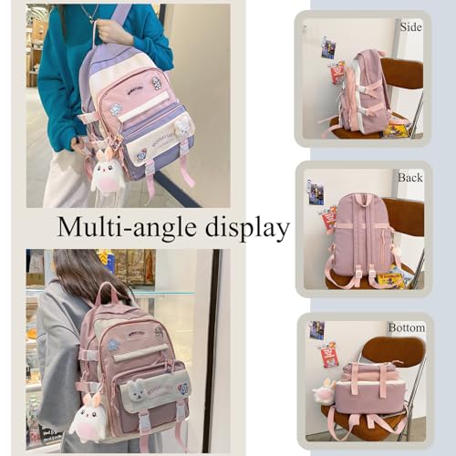 Kawaii Girl Plush Doll Pendant Backpack (Pink)