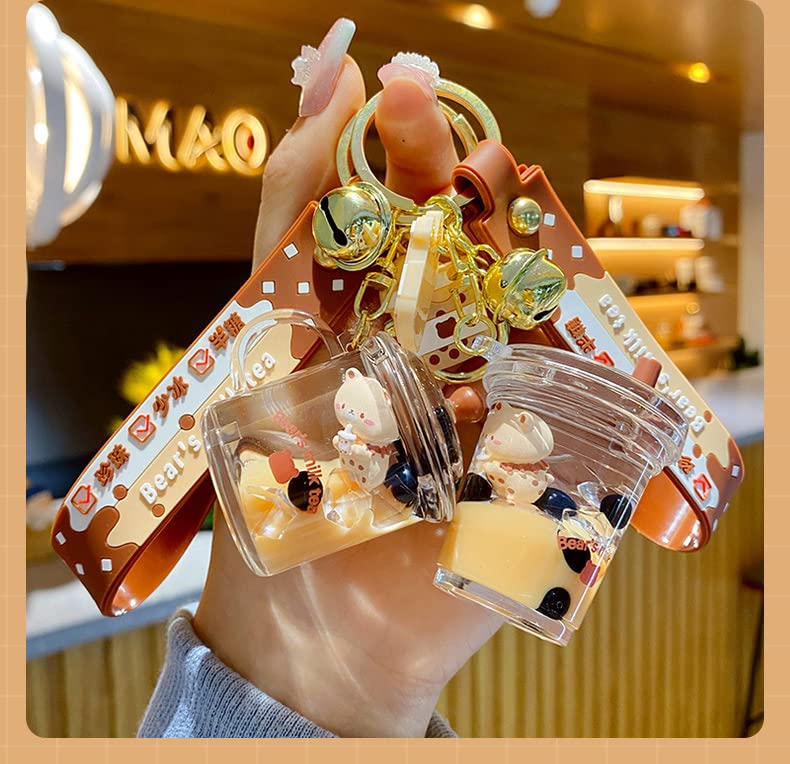 Kawaii Floating Milk Tea Bear Keychain Pendant