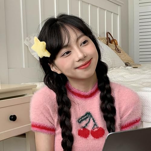 Kawaii Fluffy Star Hair Clips - 10 Pcs Set