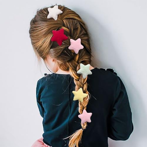 Kawaii Fluffy Star Hair Clips - 10 Pcs Set