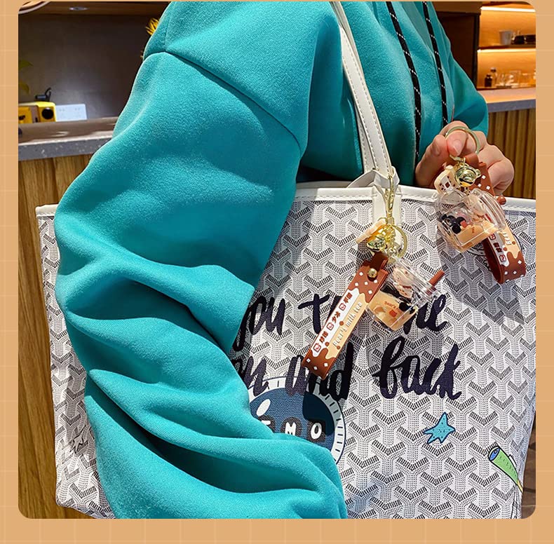 Kawaii Floating Milk Tea Bear Keychain Pendant