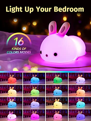Cute Kawaii Bunny Night Light with 16 Colors