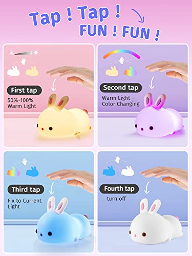Cute Kawaii Bunny Night Light with 16 Colors
