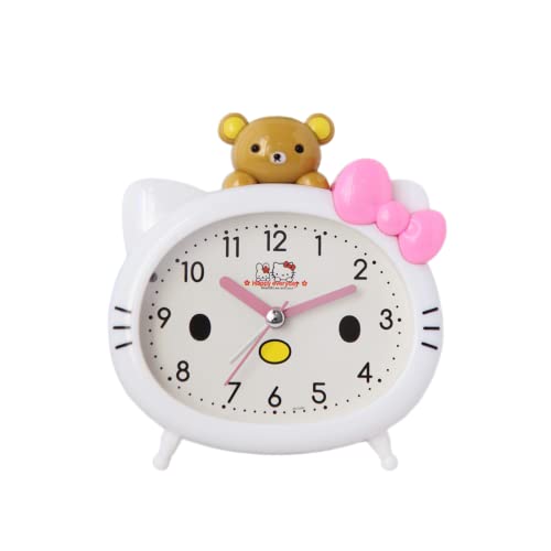 Kawaii Cat Alarm Clock for Kids - White