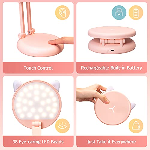 Kawaii Pink Foldable Desk Lamp with 9 Brightness