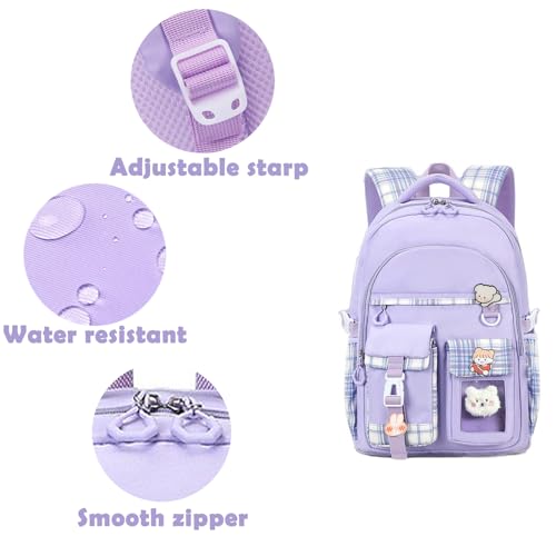 Kawaii Purple Backpack for Girls and Teens