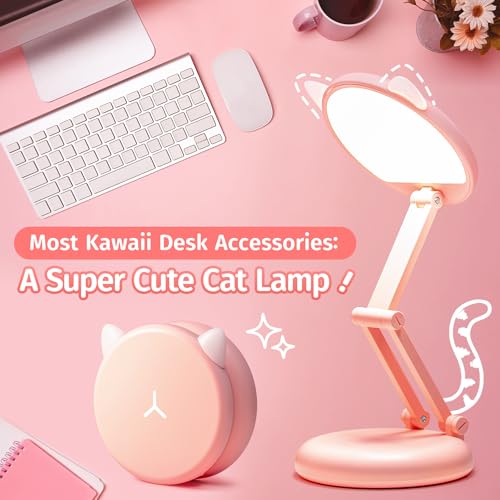 Kawaii Pink Foldable Desk Lamp with 9 Brightness
