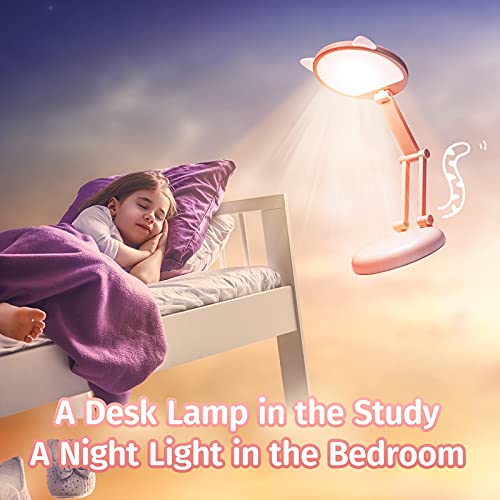 Kawaii Pink Foldable Desk Lamp with 9 Brightness