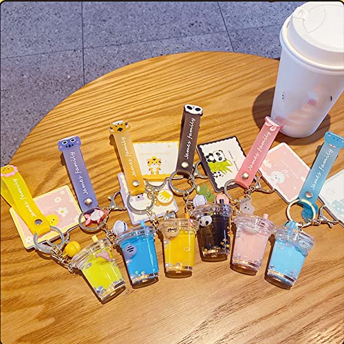 Kawaii Floating Rabbit Milk Tea Keychain Pendant