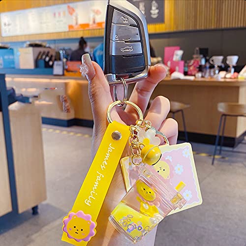 Kawaii Floating Rabbit Milk Tea Keychain Pendant