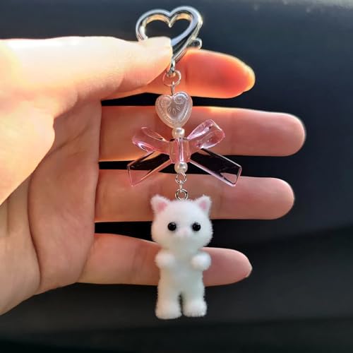 Kawaii Cat Keychain: Fuzzy Kitty Charm