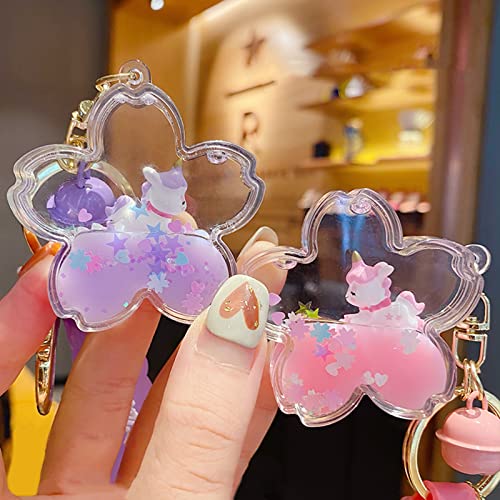 Kawaii Liquid Quicksand Unicorn Keychain Wristlet