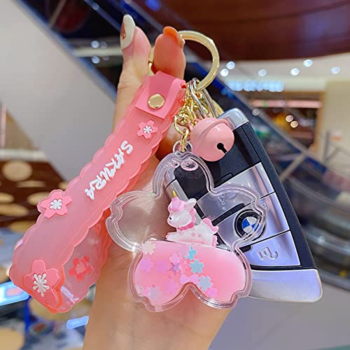 Kawaii Liquid Quicksand Unicorn Keychain Wristlet