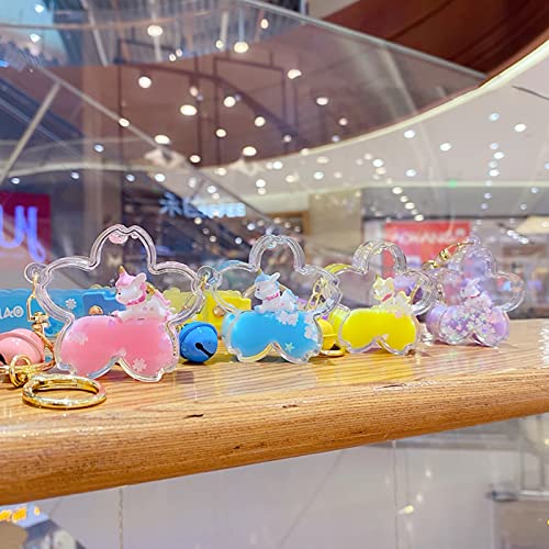 Kawaii Liquid Quicksand Unicorn Keychain Wristlet