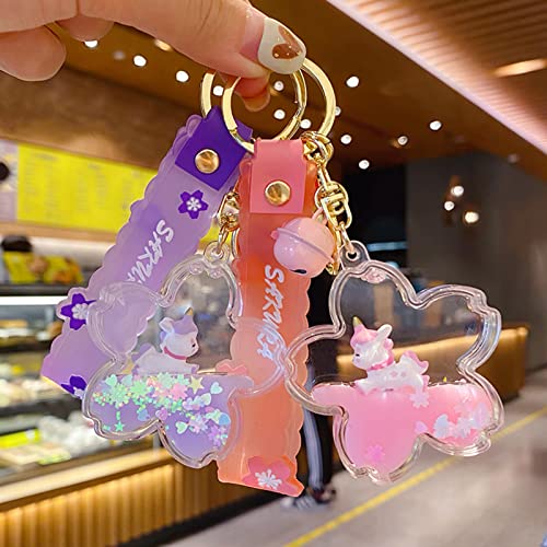 Kawaii Liquid Quicksand Unicorn Keychain Wristlet