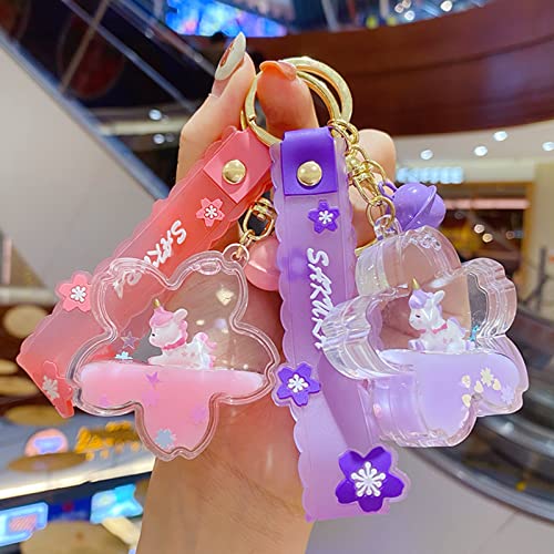 Kawaii Liquid Quicksand Unicorn Keychain Wristlet