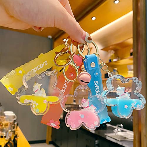 Kawaii Liquid Quicksand Unicorn Keychain Wristlet