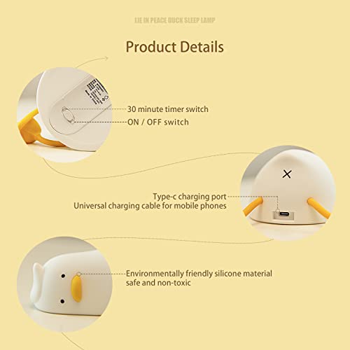 Kawaii Lying Duck Night Light with Remote Control