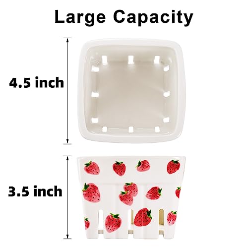 Kawaii Strawberry Ceramic Berry Basket Set