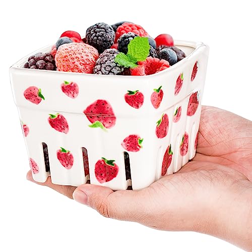 Kawaii Strawberry Ceramic Berry Basket Set