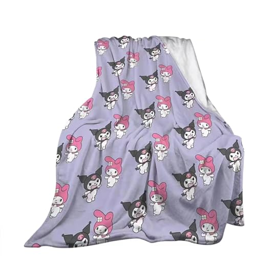 Kawaii Kuromi Plush Throw Blanket (Lavender)