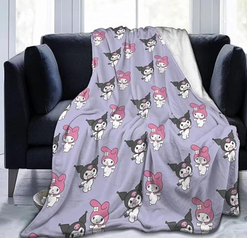 Kawaii Kuromi Plush Throw Blanket (Lavender)