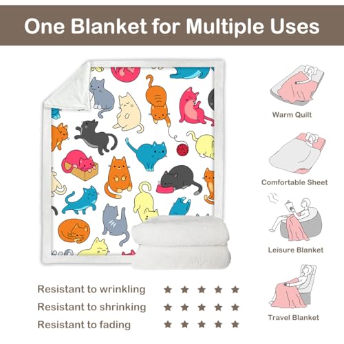 Kawaii Cat Fleece Blanket - Soft & Cozy