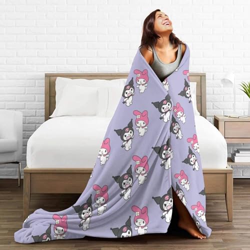Kawaii Kuromi Plush Throw Blanket (Lavender)