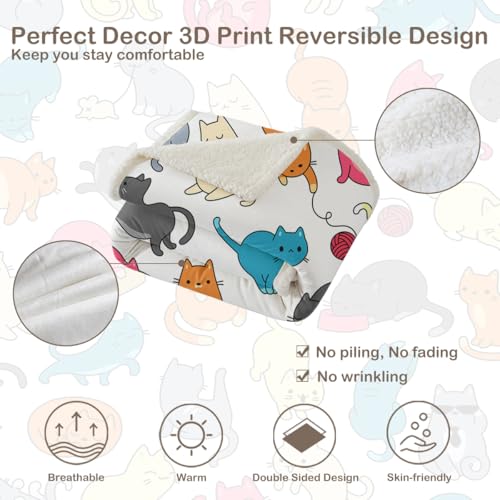 Kawaii Cat Fleece Blanket - Soft & Cozy