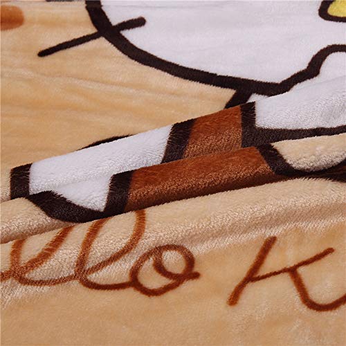 Kawaii Cartoon Kitty Flannel Plush Throw Blanket