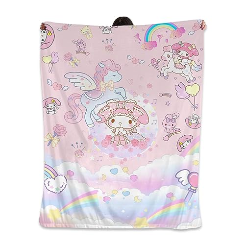 Kawaii Pink Anime Plush Throw Blanket 50x60in