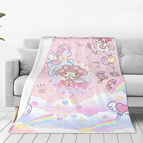 Kawaii Pink Anime Plush Throw Blanket 50x60in