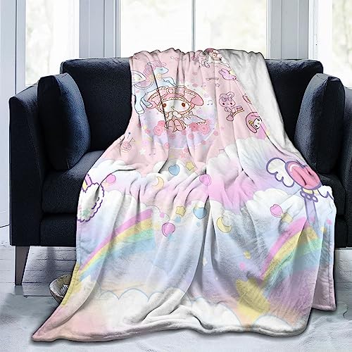 Kawaii Pink Anime Plush Throw Blanket 50x60in