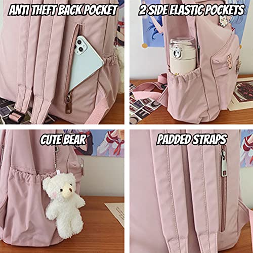Kawaii Cute School Laptop Backpack with Plush Pendant
