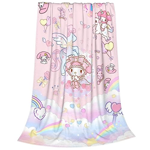 Kawaii Pink Anime Plush Throw Blanket 50x60in